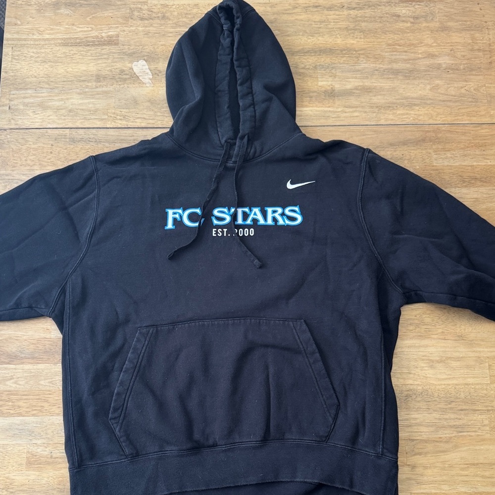 FC Stars Soccer Club Nike Black Hoodie with Blue and White Logo